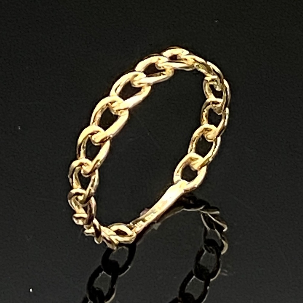14k Yellow Gold 3.2 mm Curb Link Ring 6-8